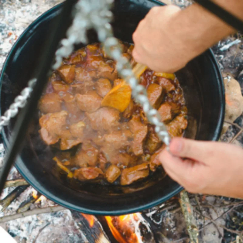 

Чугунная голландская духовка с крышкой для сковороды, глубокая кастрюля для кемпинга, приготовления камина с железной стойкой для кастрюль, 4,5 литра