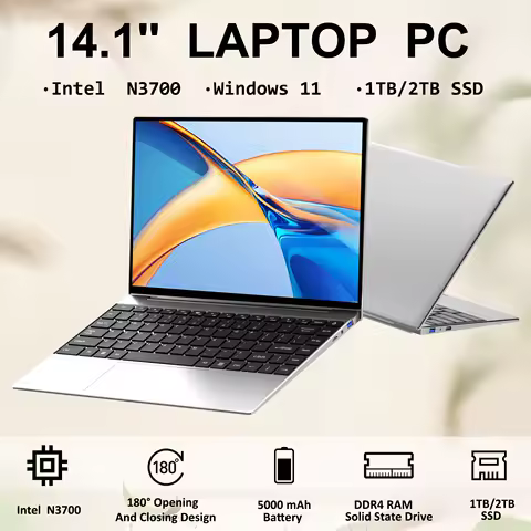 14.1" Ultra Slim Notebook 16GB RAM 2TB SSD Intel N3700 Gaming Laptop 1920*1080 Display Office Study Computer PC Windows 11 Pro