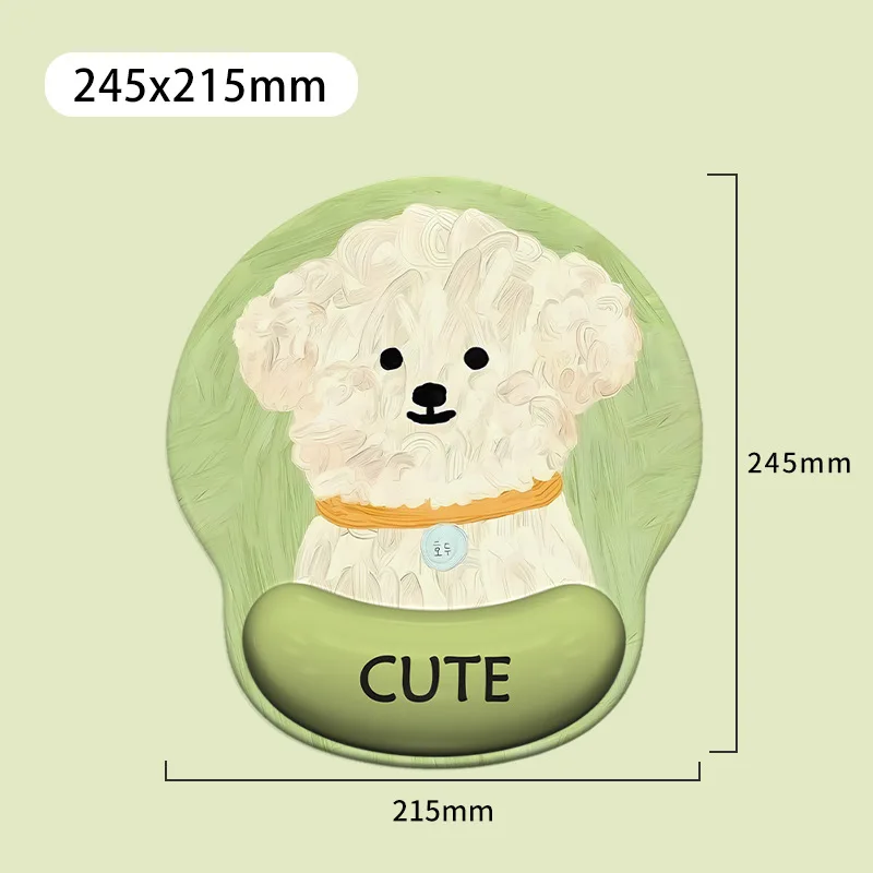 Puppy Wrist Rest Mouse Pad Soft And Comfortable Lycra + Memory Foam Filling 3D Contoured Grip Mousepad