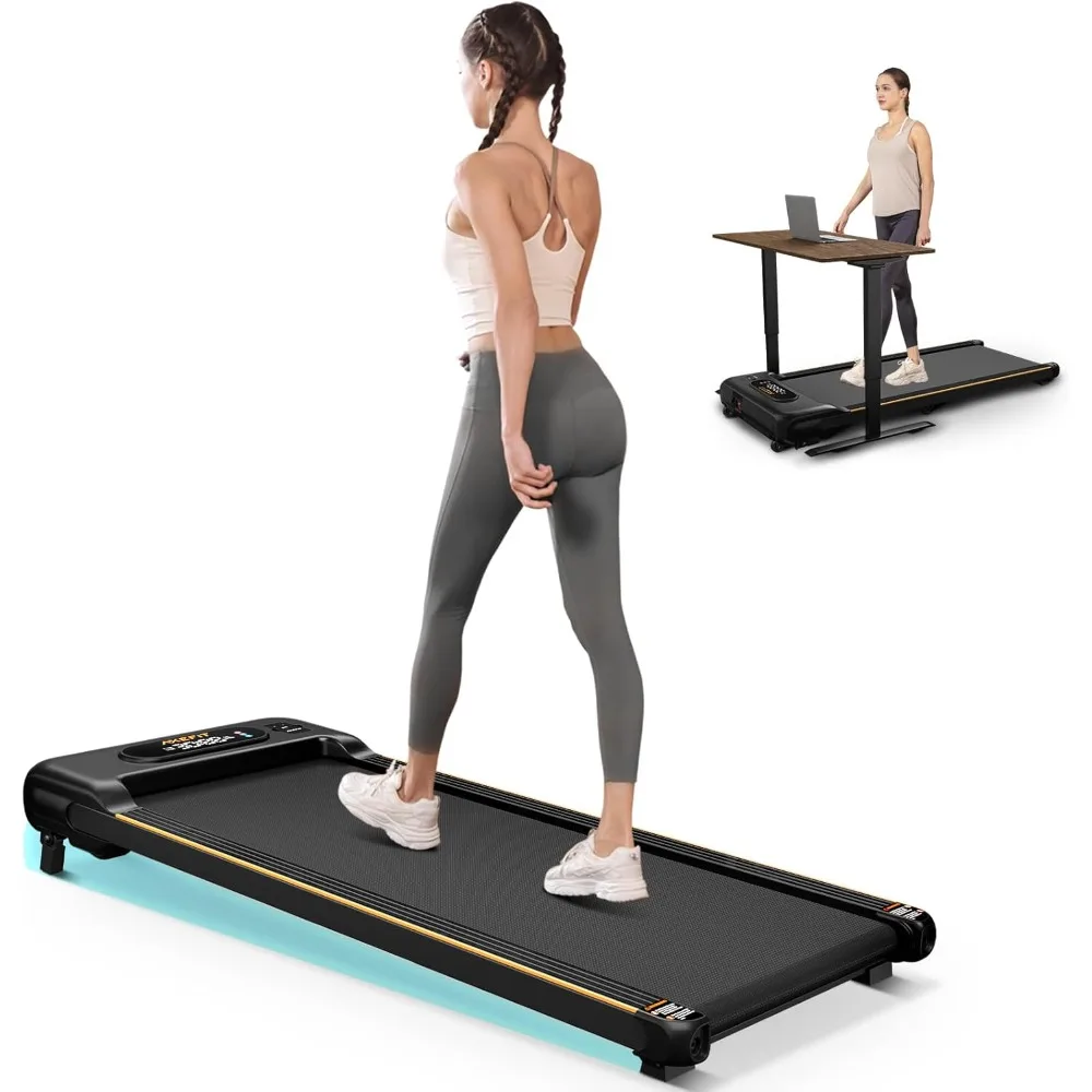 Treadmills Portable, Under Desk Treadmill, 2.5HP with Panel & Remote Control, 4 in 1 Walking Running Machine Manual Incline