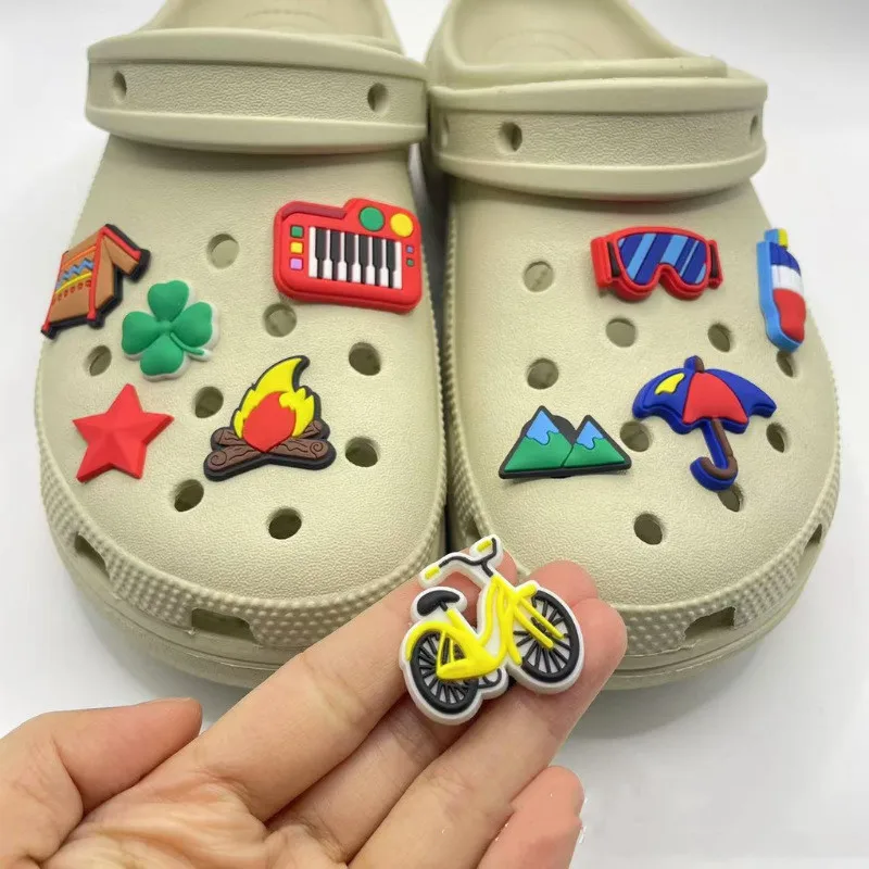 Creative Camping Style Hole Shoe Charms Decorations Cute Cartoon Hot Tent Bike Shoes Buckle DIY 3D Hole Shoe Accessories