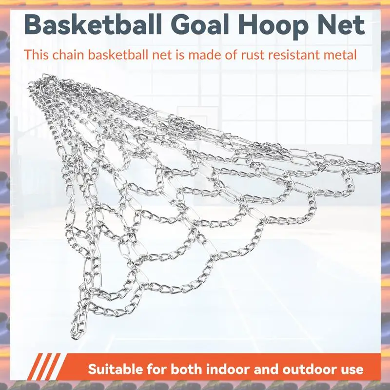 ABML スポーツアイアンチェーンバスケットボールネット屋外 12 ループ標準ヘビーデューティバスケットボールゴール交換ネット