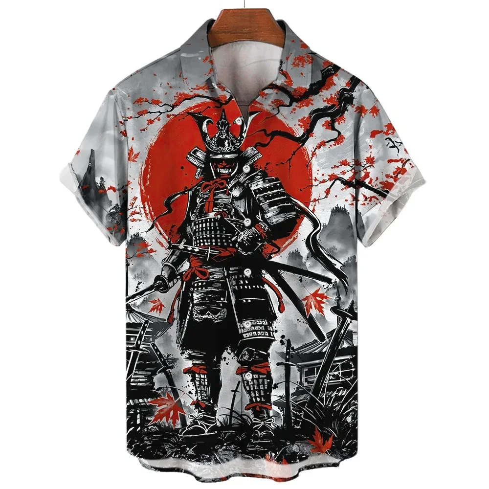 

New Japanese shirt men's Hawaiian shirt 3D printed Ghost Warrior clothing short sleeved top Harajuku street clothing summer men'