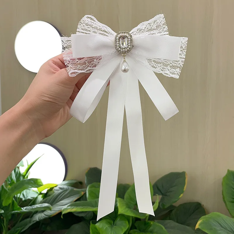 Tuch Kunst Fliege Strass Kristall Bowknot Broschen frauen Hemd Kragen Pins Elegante Hochzeit Party Krawatte Zubehör – Detail 2