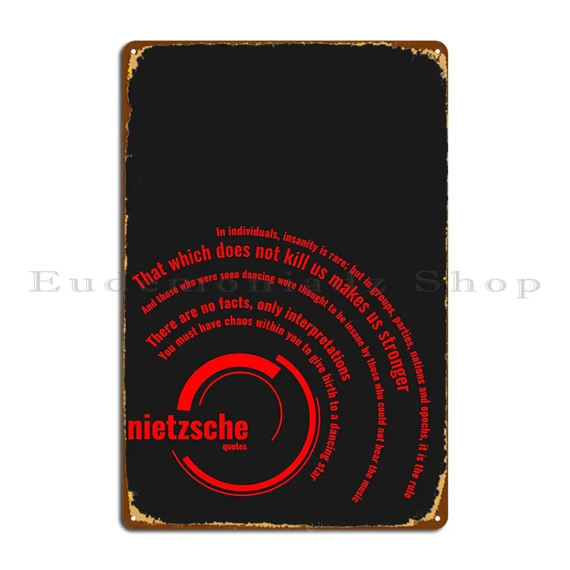 friedrich nietzsche quotes typographic poster Metal Signs Create Retro Club Bar Garage Designing Tin Sign Poster