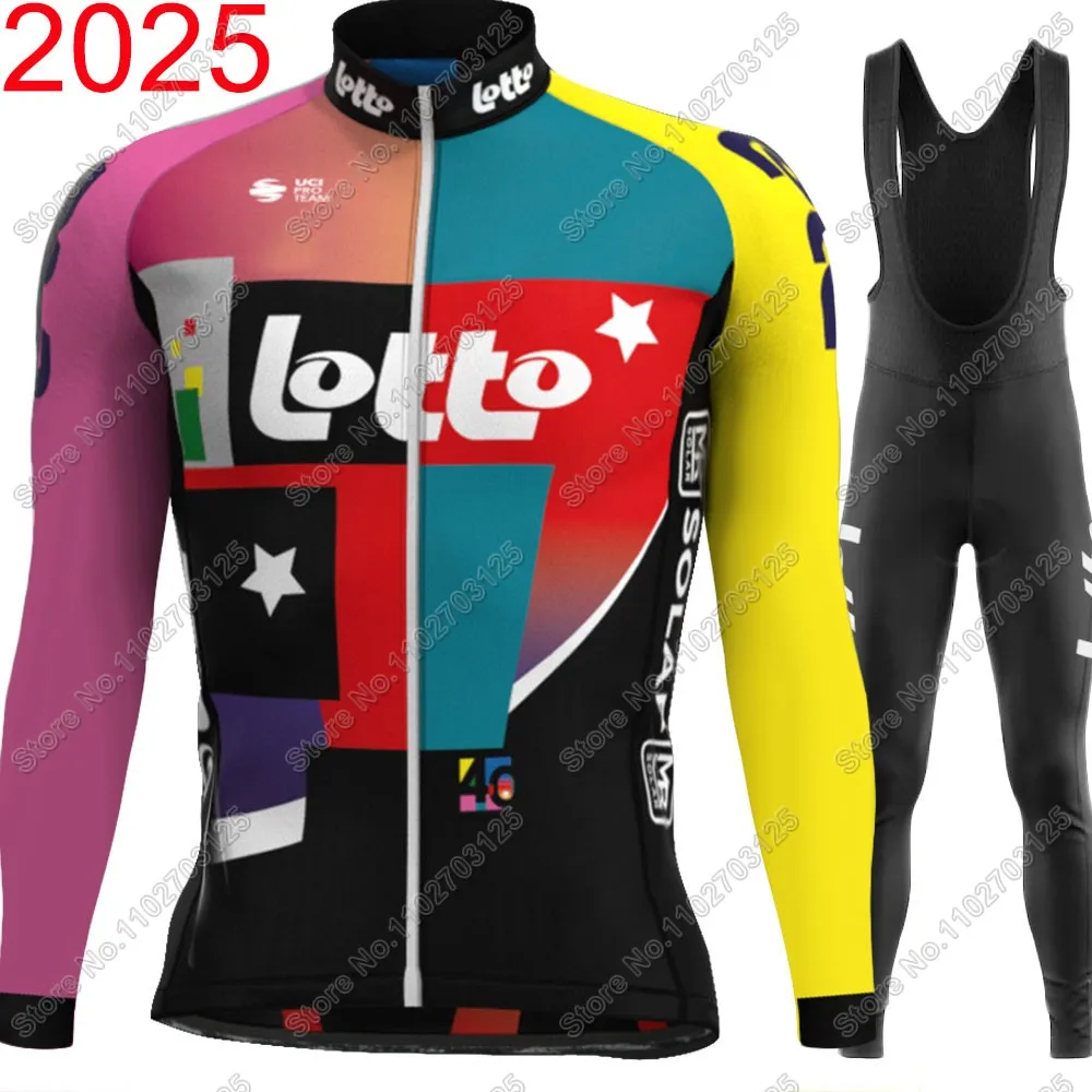 

Комплект велосипедного трикотажа Lotto 2025 года, бельгийская летняя зимняя одежда с длинными рукавами, дорожные штаны, велосипедный костюм с нагрудником, MTB Maillot Ropa