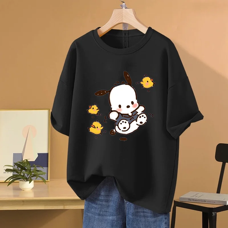 Sanrio Pochacco Men's and Women's printing T-shirt men and women casual street sports student couple T-shirt