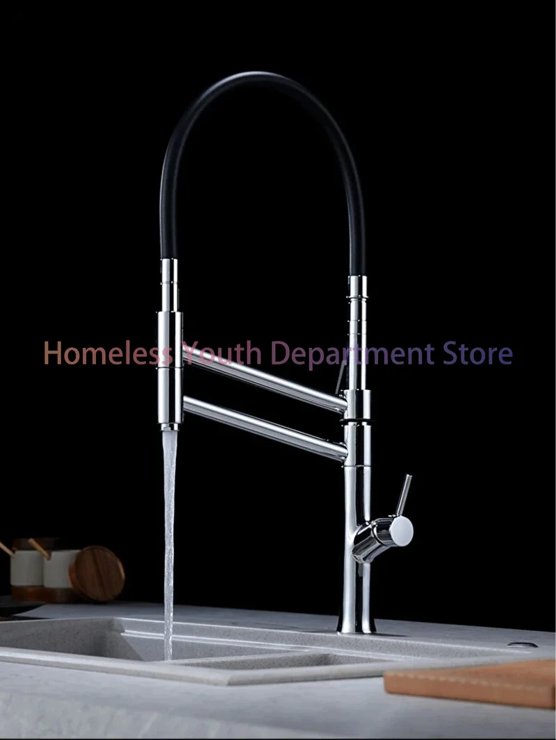 Chrome modern high-end brass kitchen faucet magnetic suction design single handle cold & hot dual-control 2-function sink Tap