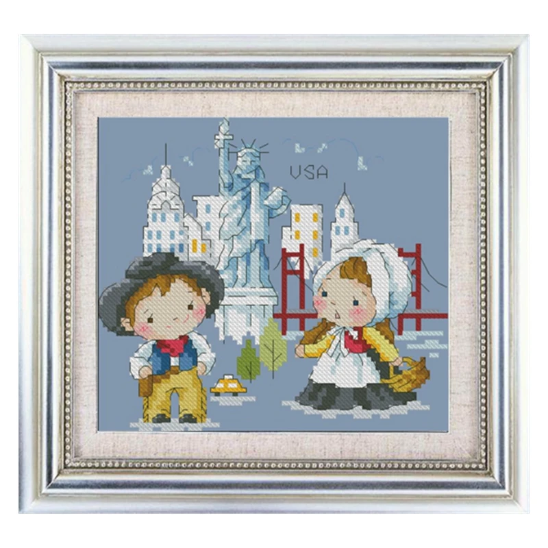 

Набор для вышивки крестом: Путешествие по всему миру 1, Небольшая картина для снятия стресса, набор материалов для ручной вышивки.