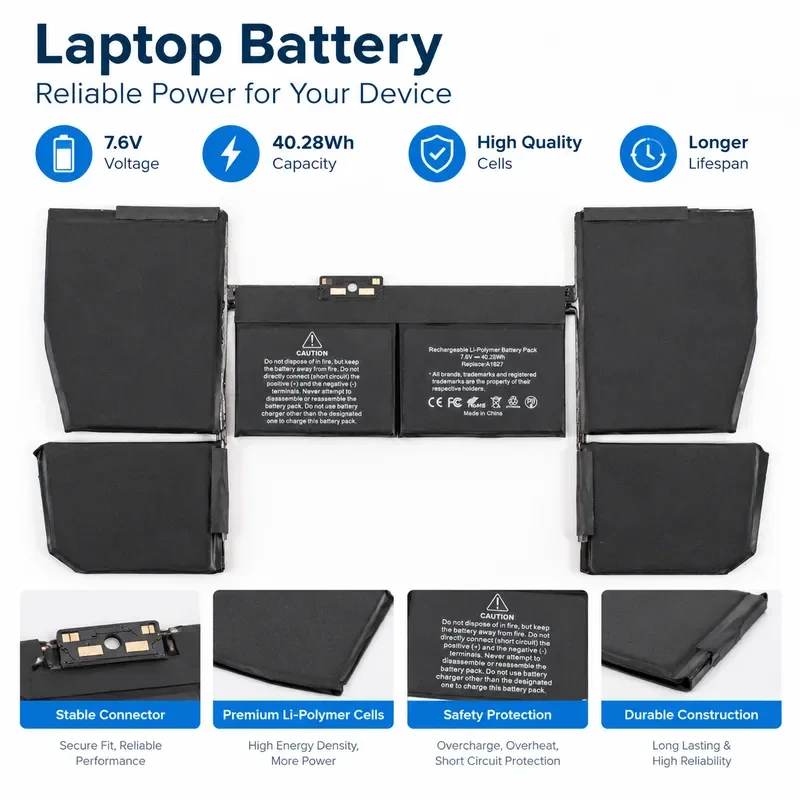 Replacement Laptop Battery A1527 Compatible with MacBook Pro 12 A1534 2015 2016 Notebook Battery