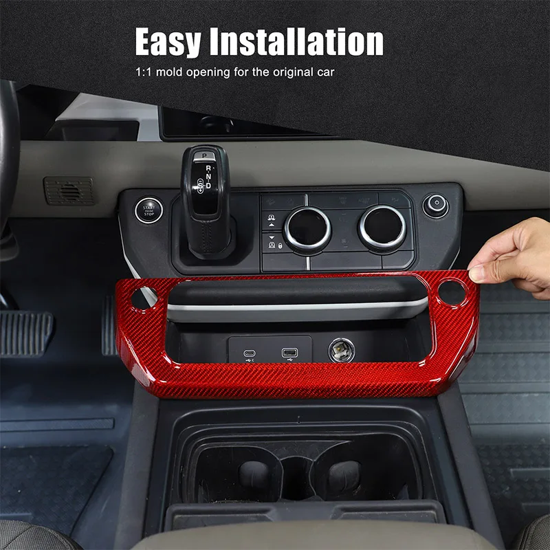 For Land Rover Defender 2020-2024 Real carbon fiber Center Console Gears Air Conditioning Mode Frame Cover Trim Stickers