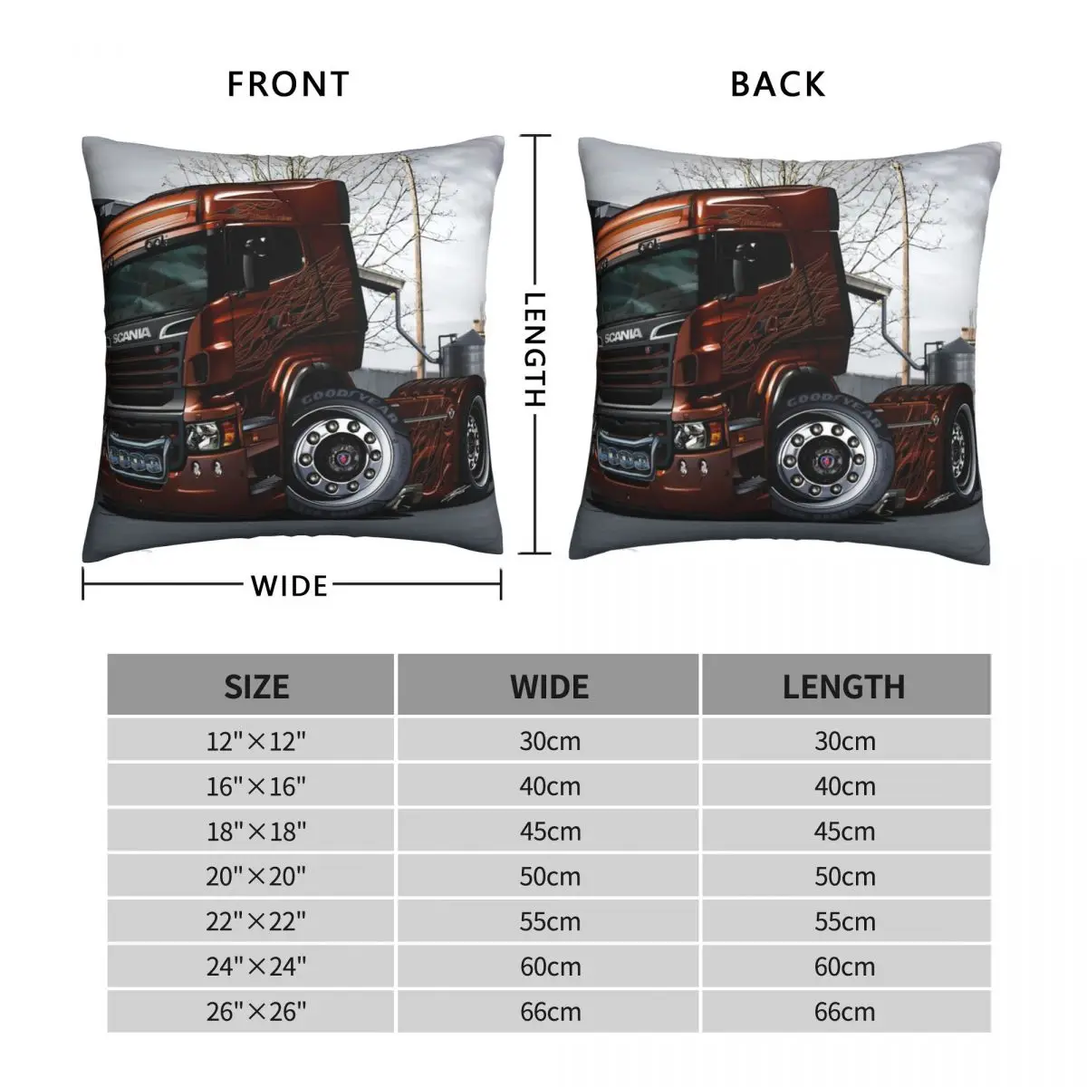 Scania R730 V8 Black Amber 1100 Square Pillowcase Polyester Linen Velvet Printed Zip Decorative Home Cushion Cover