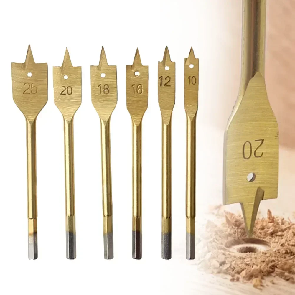 1pc Flat Wood Drill Bit 10/12/16/18/20/25mm Flat Drill Woodworking Drill Bits For Bench Hand Drill Hex Shaped Shank 150mm