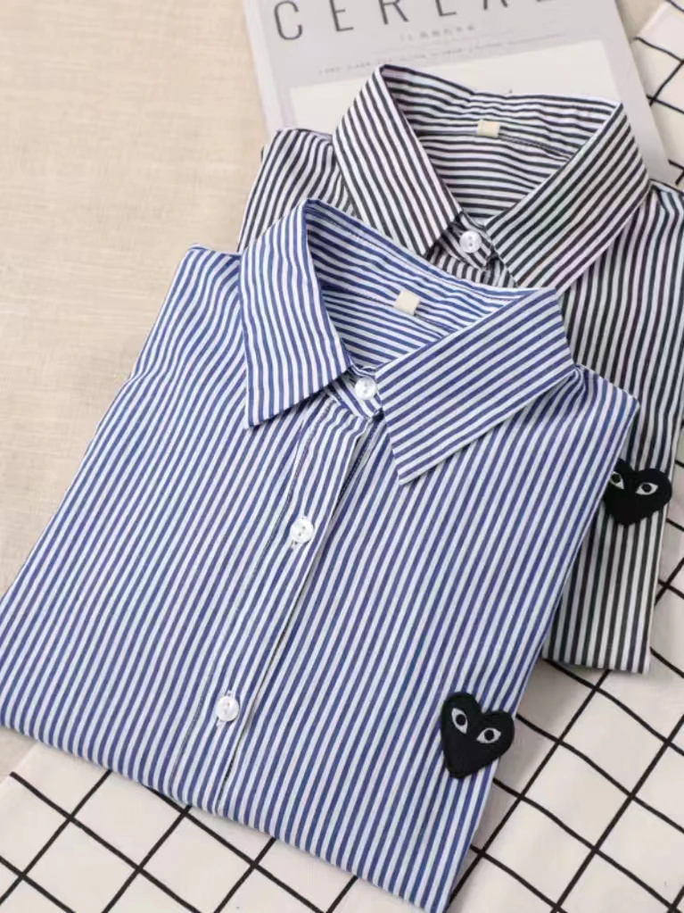 

Женский модный топ irt Design в синюю полоску Sensation, высококачественный модный студенческий топ с ощущением сердца, длинный свеч для пары