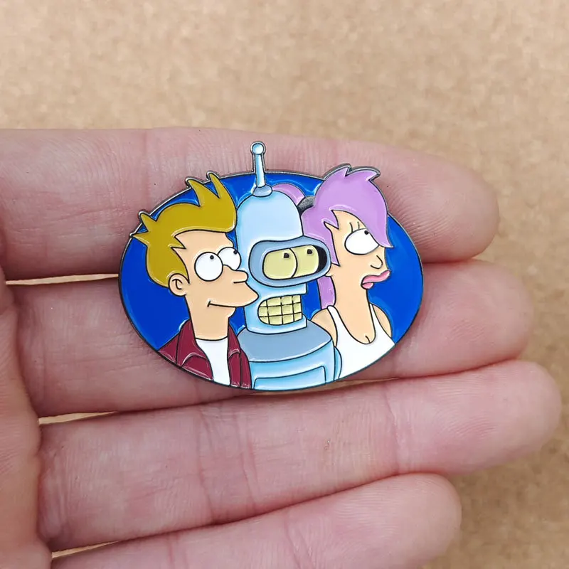 Alfileres esmaltados de dibujos animados de Anime Futurama, Philip J. Broche de Metal Fry, insignia, joyería de moda, accesorios de mochila, regalos