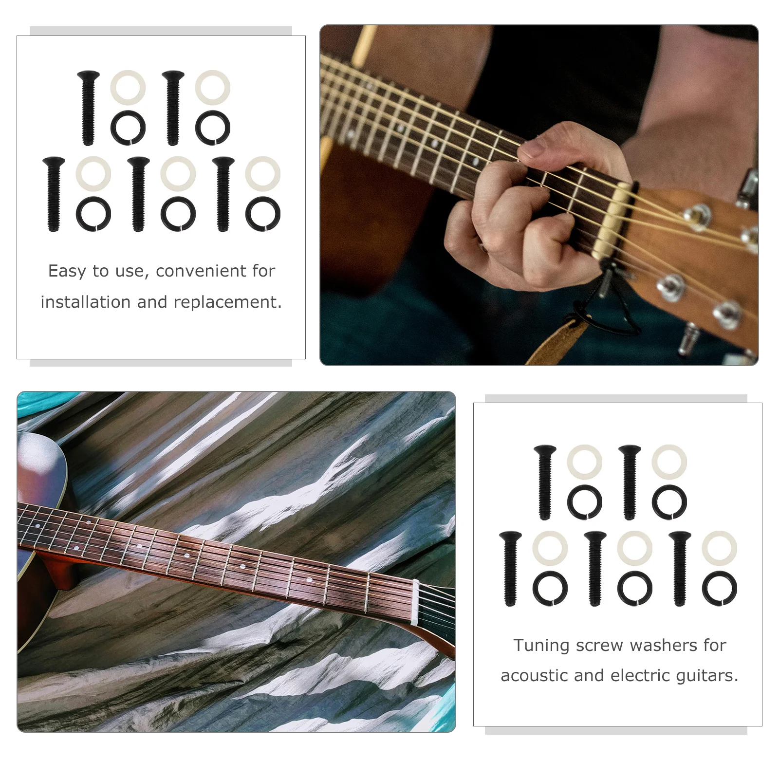 

1Set Guitar Tuning Pegs Washer Set Stylish Durable Metal Plastic Material Prevent Loose Pegs Keep Strings in Tune Longer