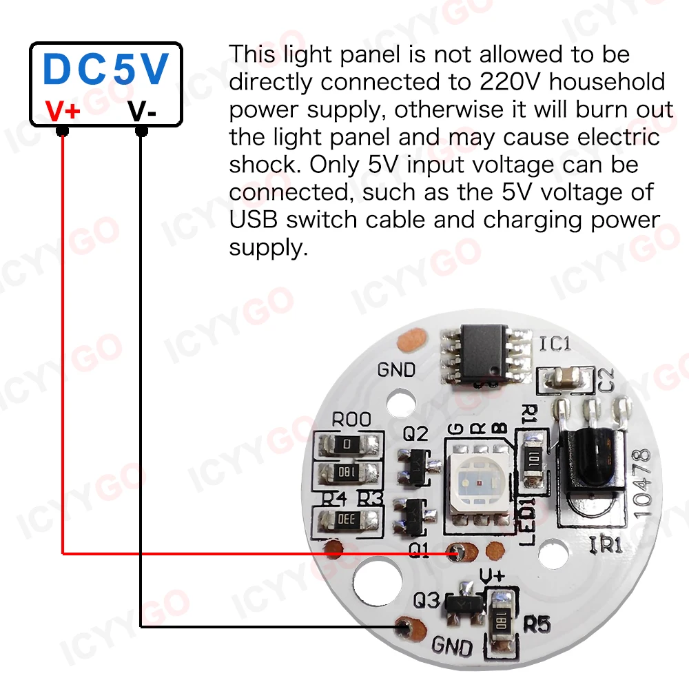 5V Niskonapięciowe diody LED Kolor płytki RGB Płyta lampy 3W Kolorowe gradientowe źródło IR 24-klawiszowy bezprzewodowy zdalny przełącznik włączania/wyłączania