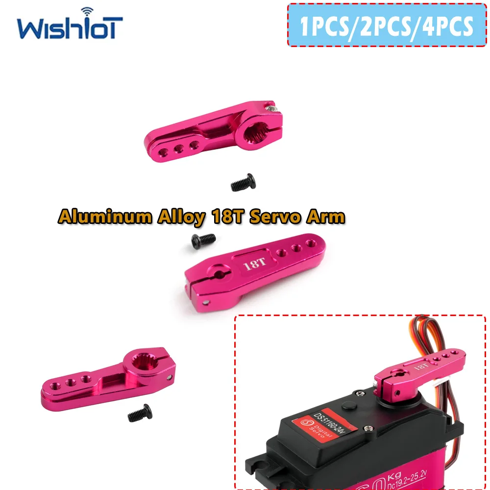 1/2/4 Stück Rosa Aluminiumlegierung 18T Lenkgetriebe Schwenkarm Drei Löcher 12/16/20mm Servo DIY Spielzeugteile für RC Auto/Robotermodell