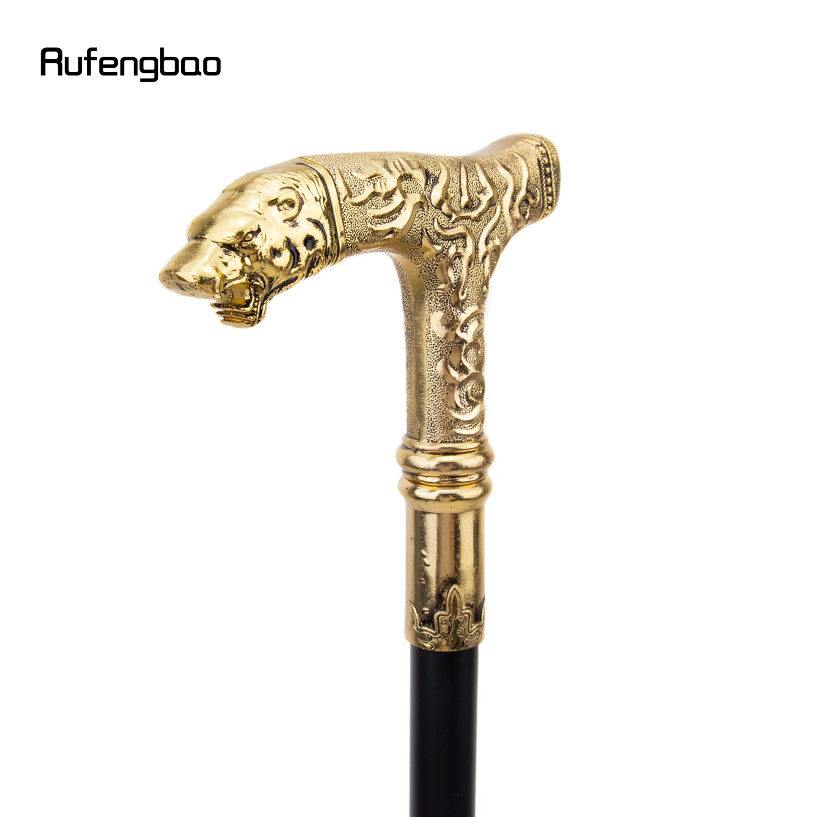 Golden Bear Handle Luxury Walking Stick with Hidden Plate Self Defense Fashion Cane Plate Cosplay Crosier Stick 90cm