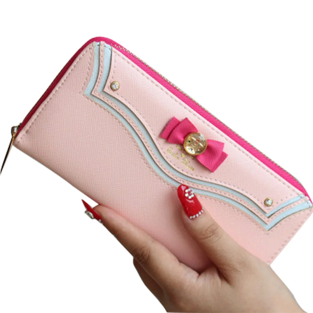 Portafoglio donna New Fashion Bow Sailor Moon Women Long Change Purse Bow portafoglio pochette porta carte borse femminili Carteira Feminina