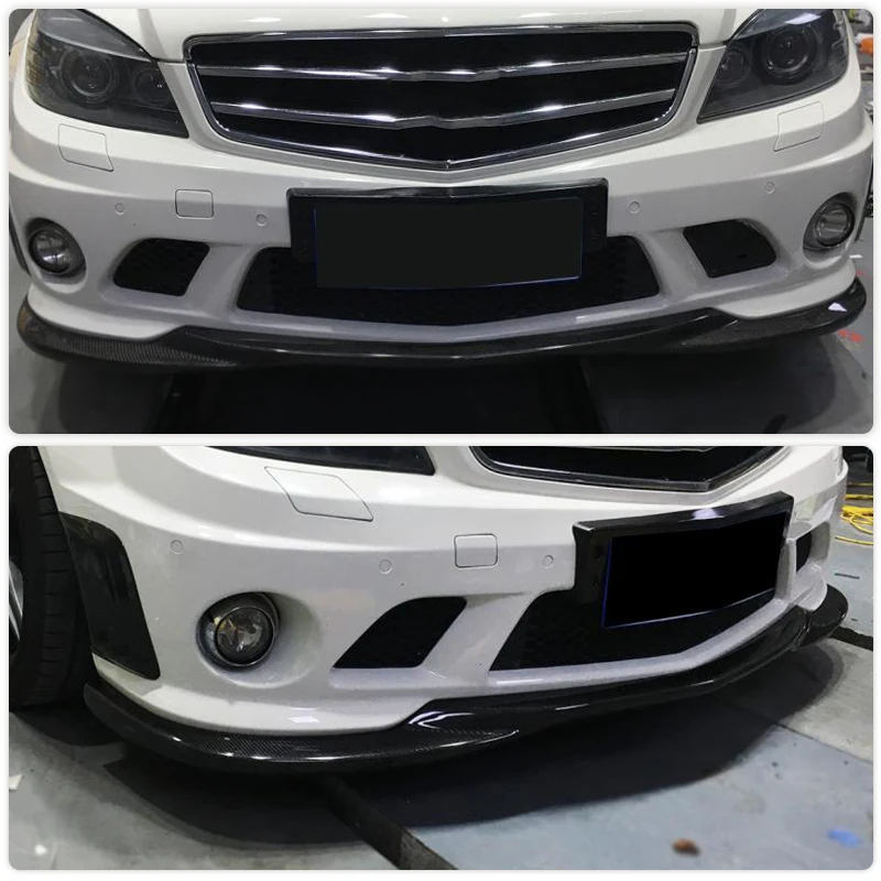 Car Front Bumper Lip Spoiler For Mercedes Benz C Class W204 C63 AMG 2009-2011 Carbon Fiber Racing Front Lip Chin Apron Body Kit view 2