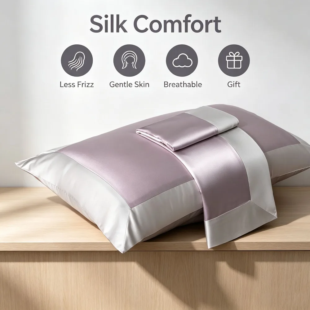 Mulberry Silk PillowCase Silk Pillow Case Protect Skin Pillowcase Bedding Pillow Cases Cover Front Silk Back Lyocell Hair Skin