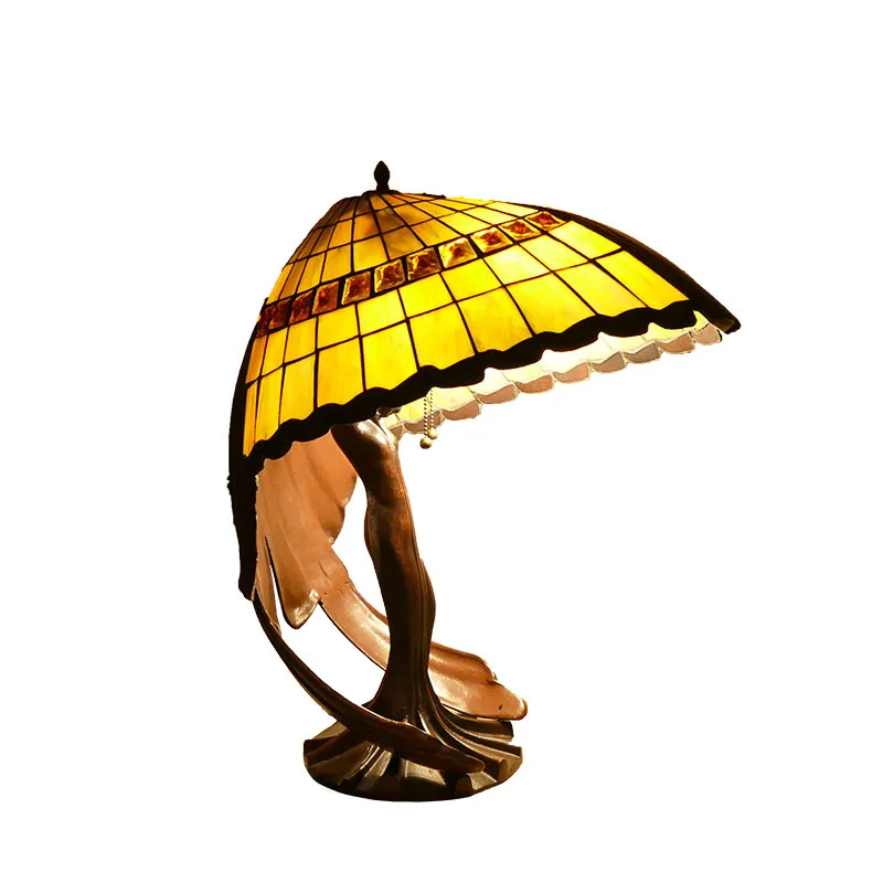 Muse desk lamp bedroom bedside lamp natural shell American retro warm romantic living room ornament decorative lamp