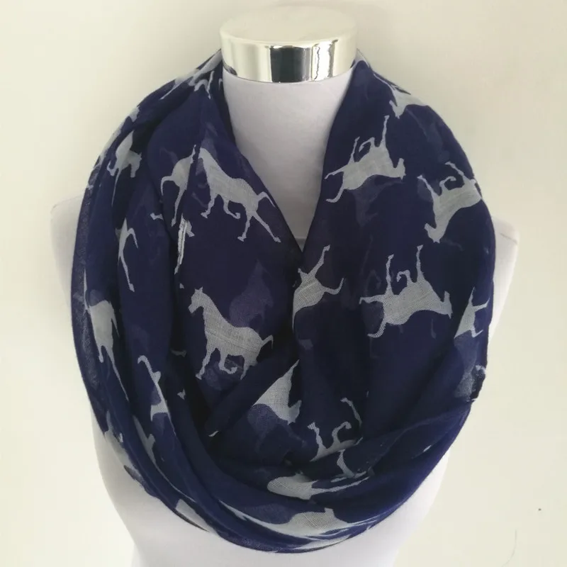 fashion animal print ring scarf for women hot sale hedgehog loop scarf horse infinity scarf circle neckerchief
