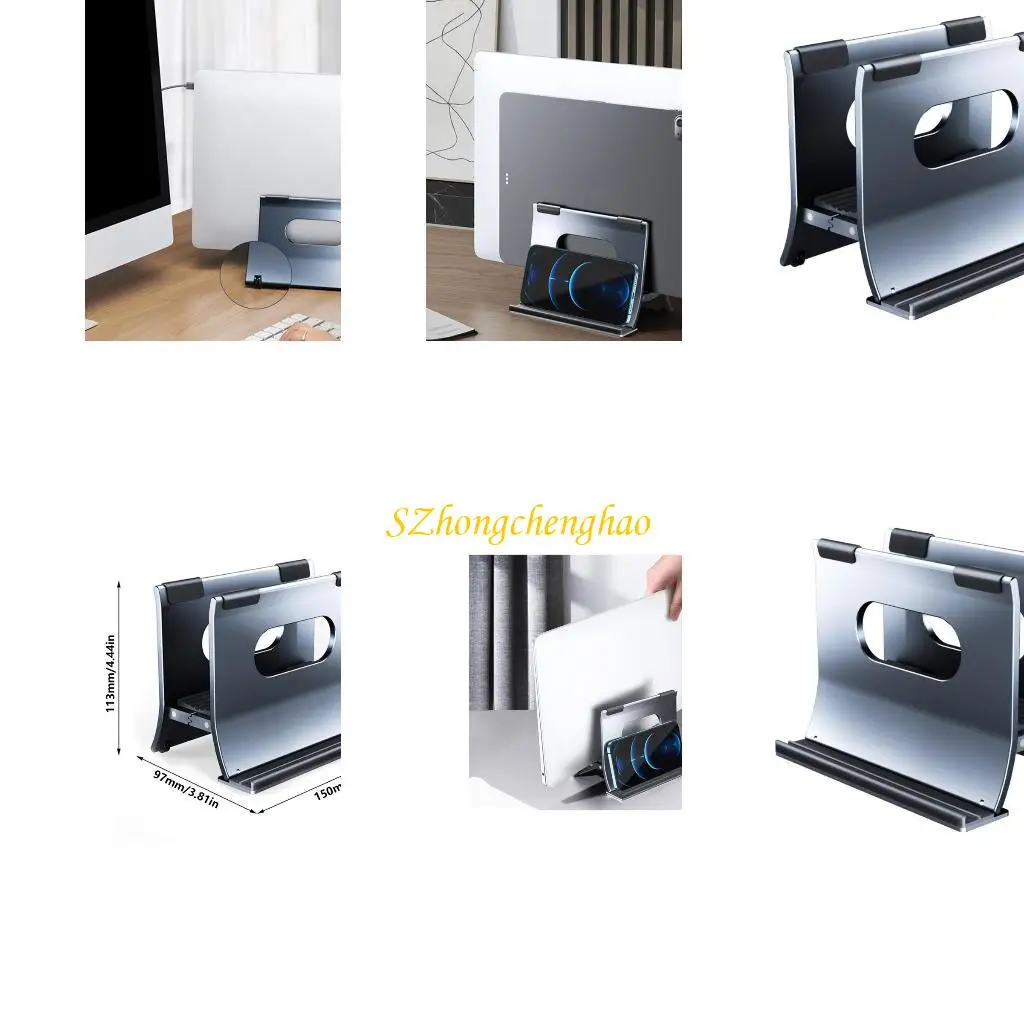 

Vertical Laptop Stand For Desk Gravitational Auto Lock Aluminum Holder 601D
