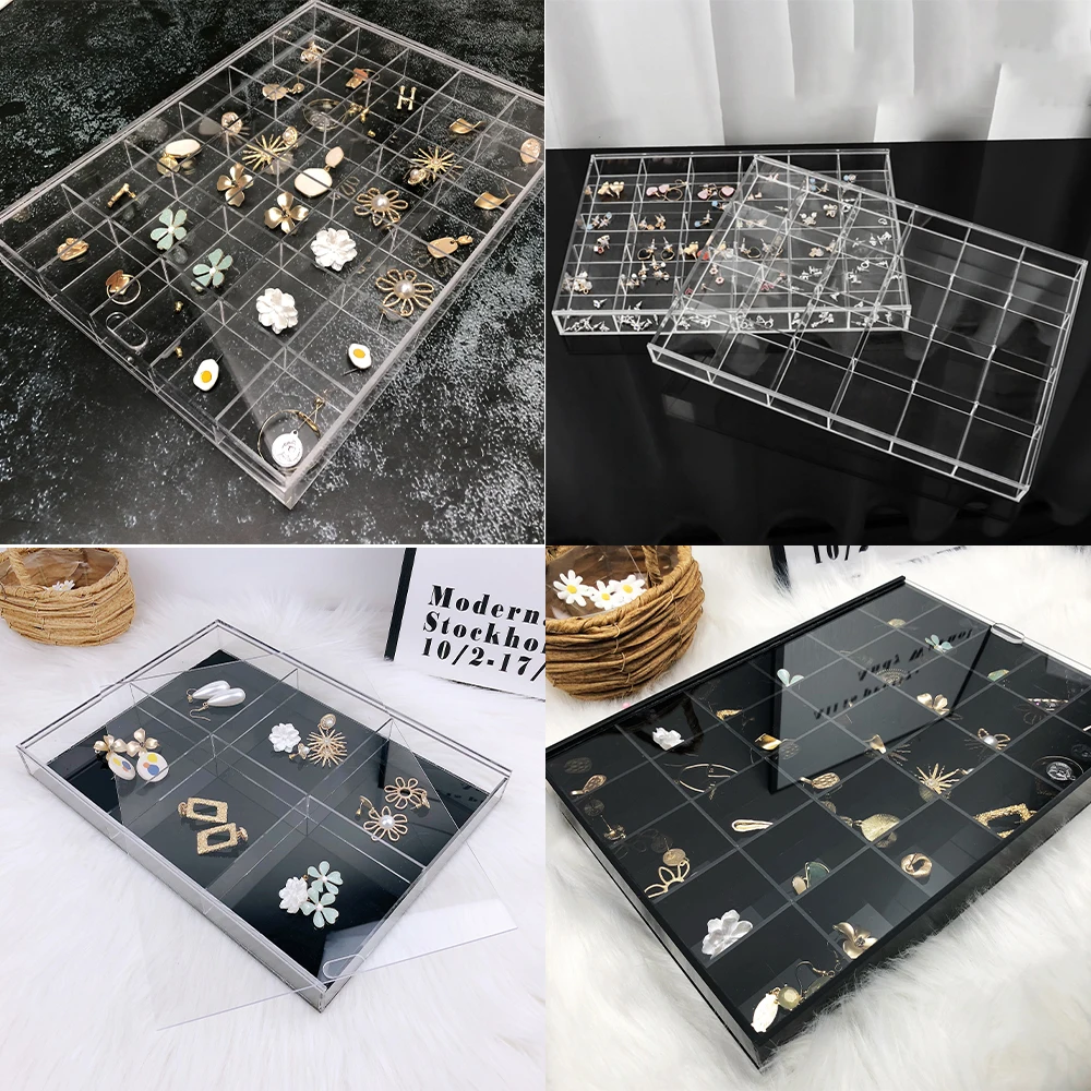 

6/12/24/30 Grid Acrylic Organizer Box with Lid,Clear Storage Box for Jewelry, Art DIY Crafts, Washi Tapes, Beads and Small Parts