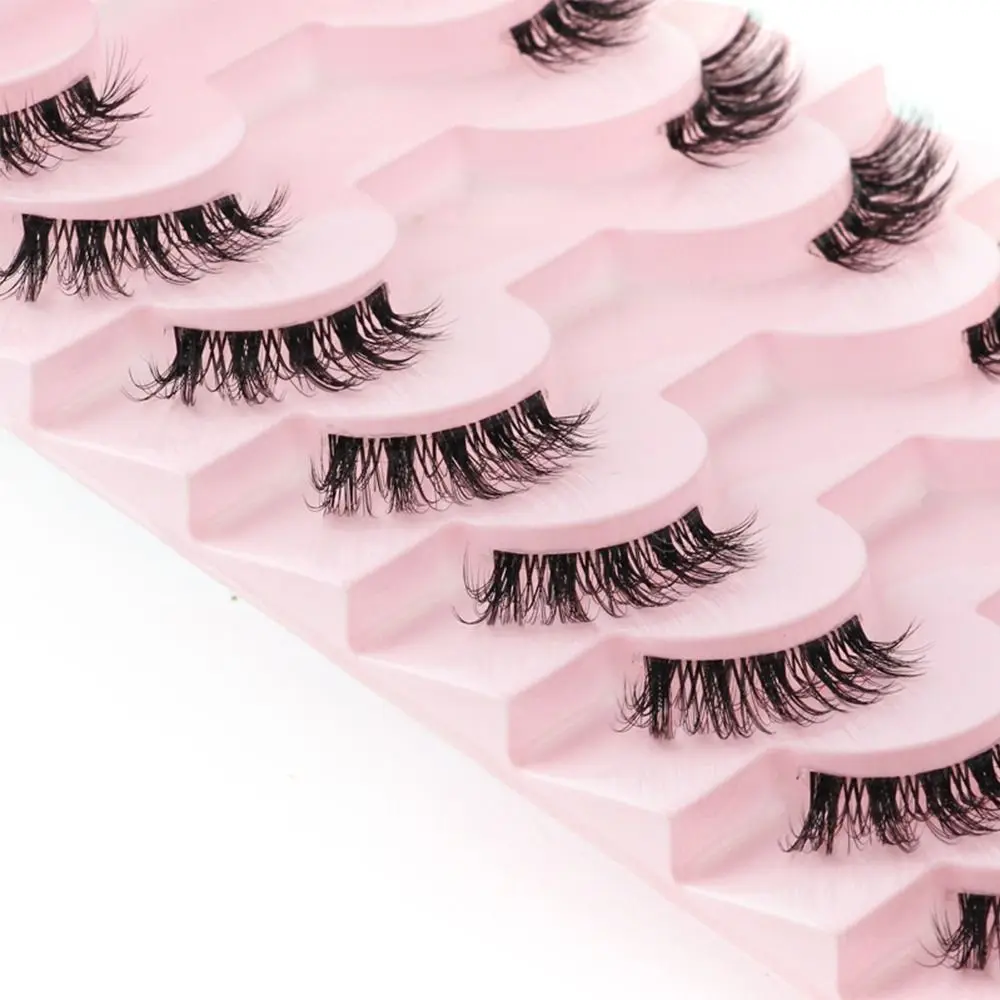 10 Pairs Faux Mink Lashes Natural Look Accent Corner Lashes False Eyelashes Half Lashes Cat Eye with Clear Band