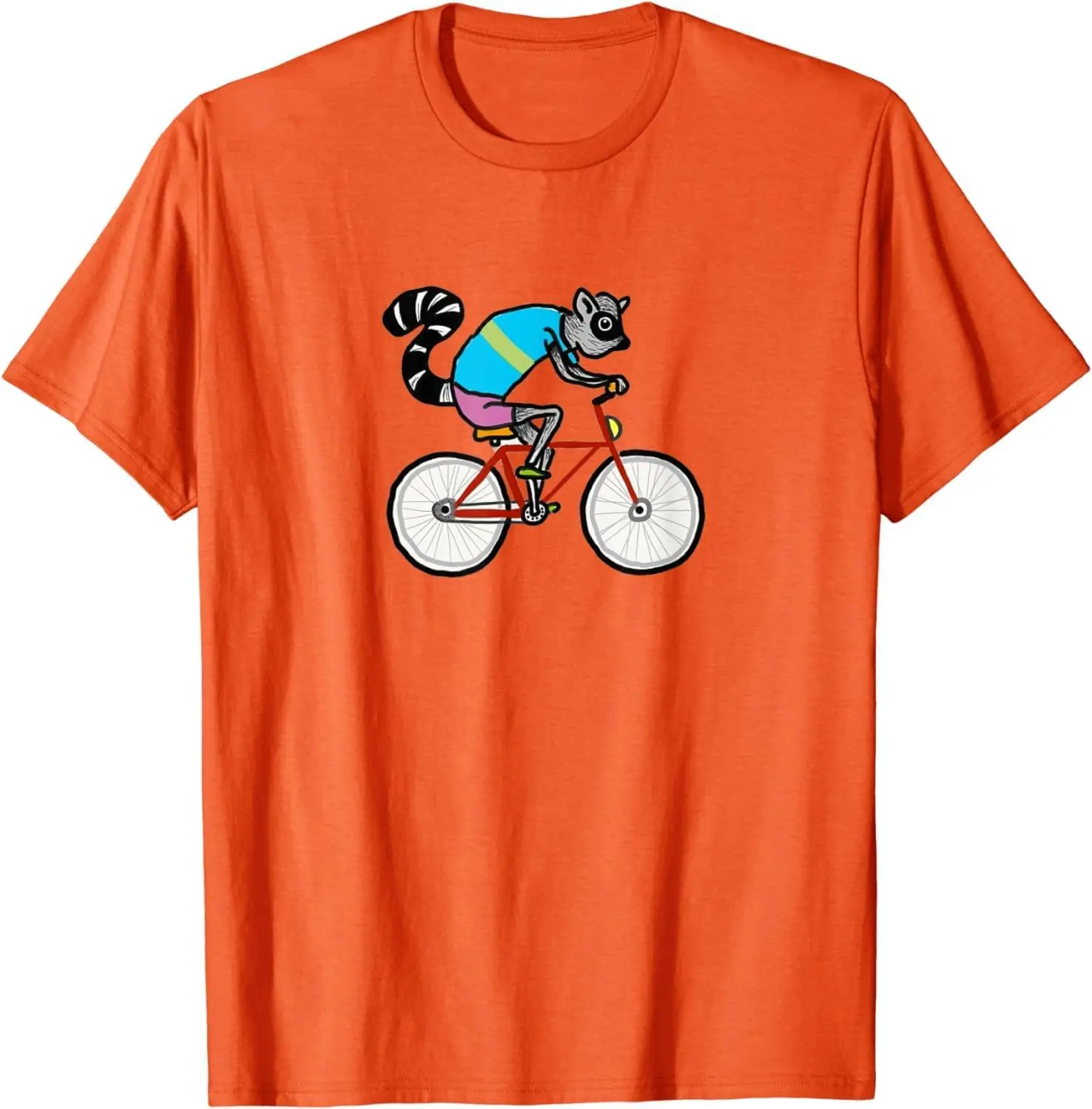 Lemur Riding a Bicycle T-Shirt  High Quality 100%Cotton Short Sleeve