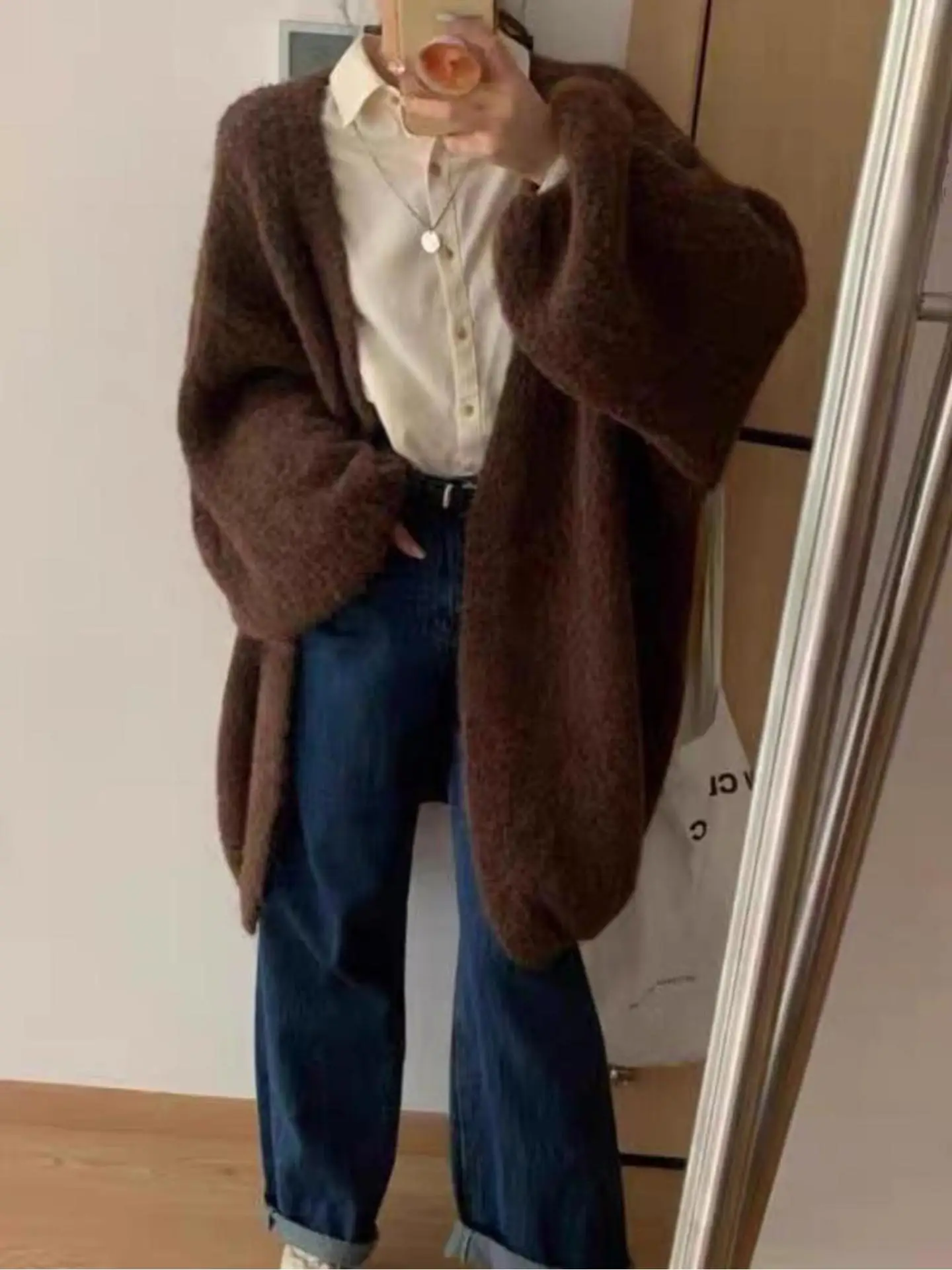 Soft Cozy Pumpkin Sleeve Knitted Sweater Coat Women's Loose Autumn Winter Fashion Thickened Lantern Sleeve Open Cardigan