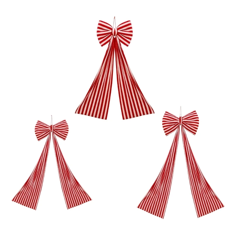 Weihnachtsbaumband-Akzent, gestreifter Hängebesatz aus weichem Stoff 3XUF – Detail 1