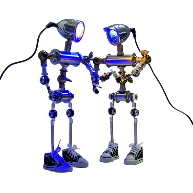 

Creative punk style robot desktop ornament children's room desk lamp gift figure ambient light