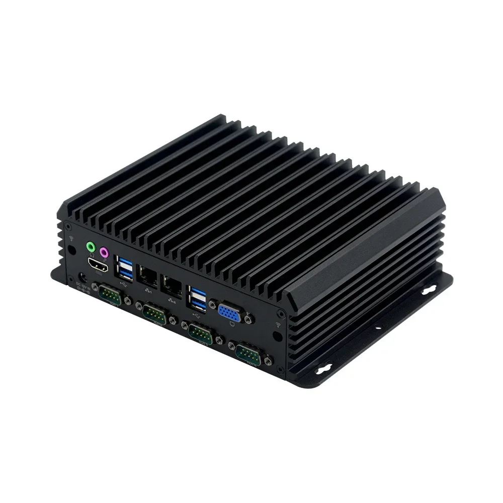 Phoenix Terminal Anti-Interferenz RS232 RS485 2 Gigabit Ethernet lüfterloser Industrie-PC Mini-Computer 12 V