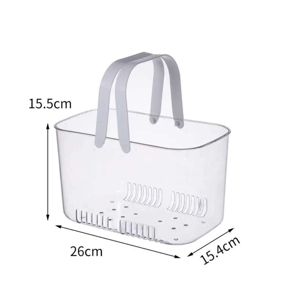 Bottom Hollow Bathroom Storage Basket with Transparent Handles Easy to Drain Swim Basket Durable Portable