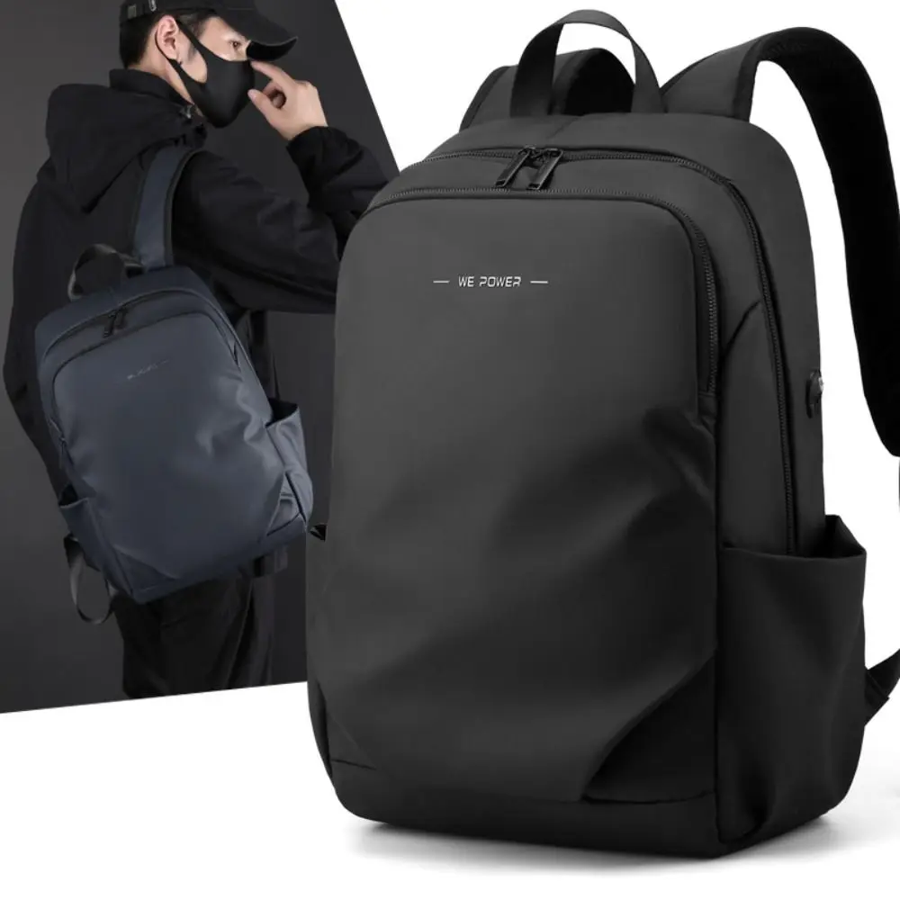 

Portable Large Capacity Men Backpack Waterproof Nylon Business Backpack Solid Color Casual Laptop Backpack