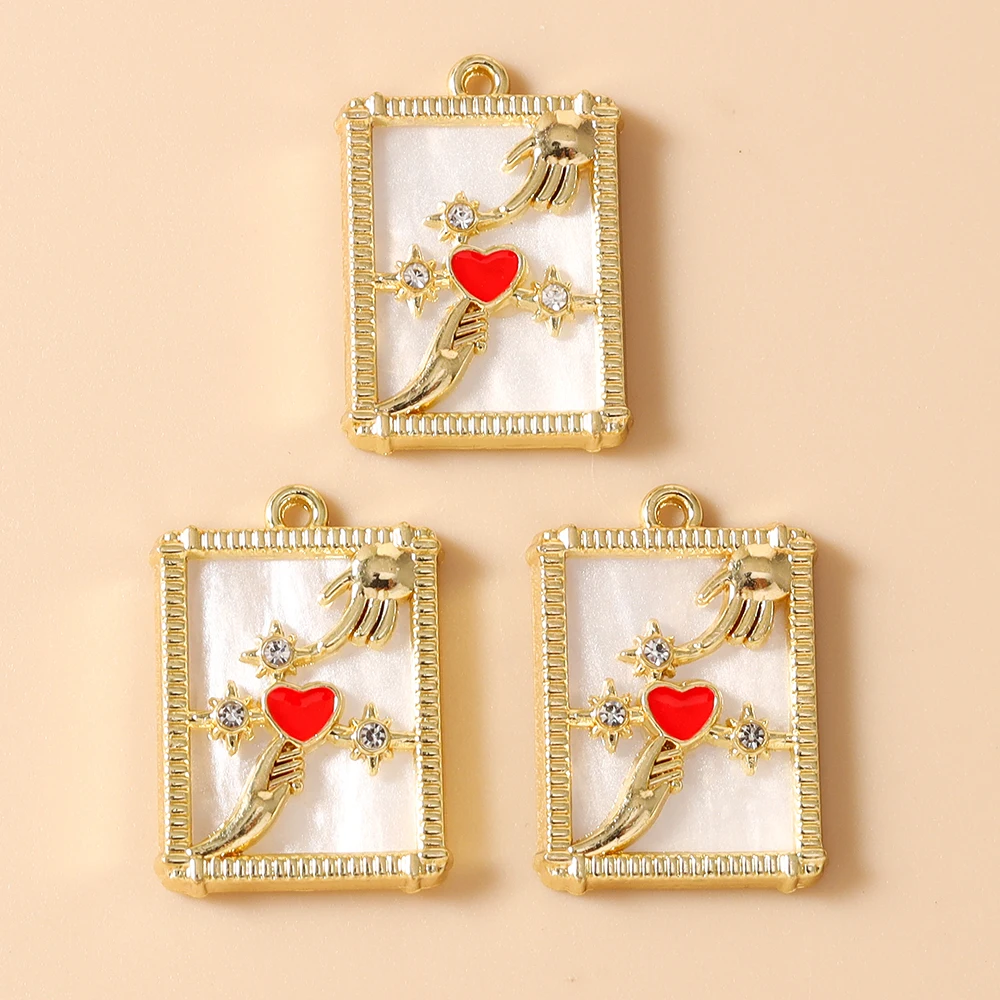 Leslie 5 Stück 15*21mm Goldfarbene Tarot-Mond-Stern-Hamsa-Hand-Anhänger für DIY Fatima-Hand-Auge-Halsketten-Schmuckherstellung Zubehör – Detail 10