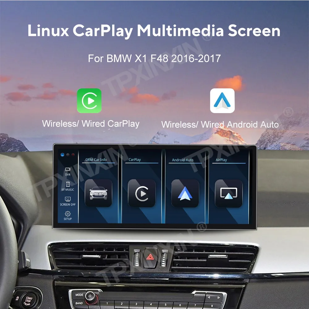 

12,3-дюймовый экран Linux с зеркальным звеном для BMW X1 F48 2016-2017, обновленное беспроводное автомобильное радио CarPlay, головное устройство IPS