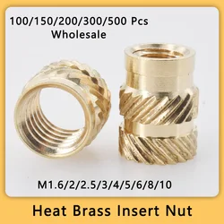 Wholesale Brass Heat Insert Nut for 3d Printer Double Twilled Hot Melt Injection Threaded Inserts Nuts M1.6M2M2.5M3M4M5M6M8M10