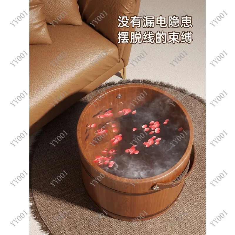 Wooden Foot Soak Bucket with Handle Portable Home Foot Spa Basin for Winter Relaxation
