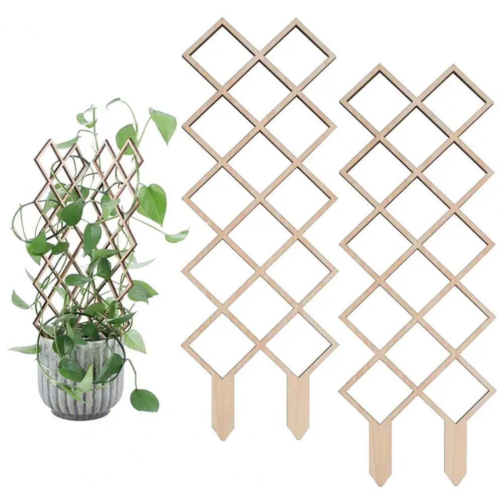 4Pcs Plants Trellis Mesh Grid Solid Wood Indoor Plants Climbing Vine Branch Leaf Support Vertical Rack Frame Gardening Supplies