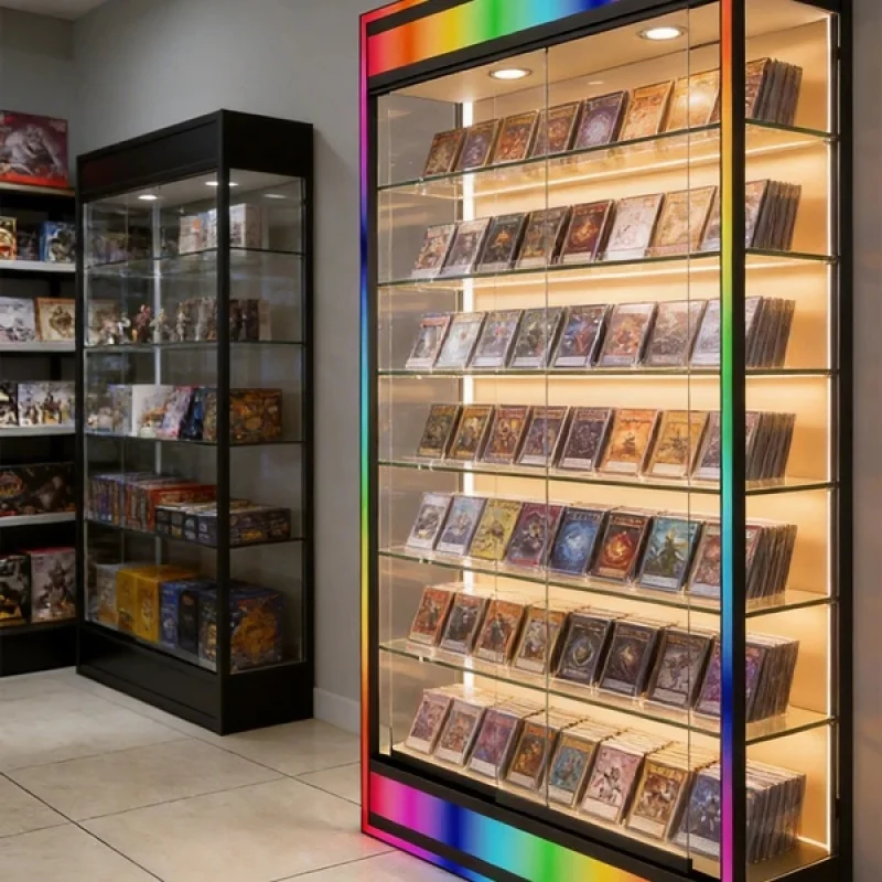 custom.Card display cabinet，Suitable custom-made tempered glass display cabinets，With color LED Base lighting，Tobacco Shop P