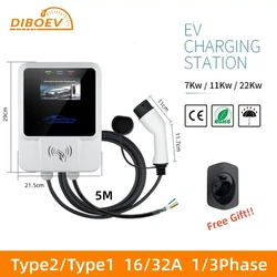 Electric Car Charging Station with APP WIFI Control EV Wall Chargers Type2 7KW 11KW 22KW 16A 32A EV Wallbox Charger IEC62196-2