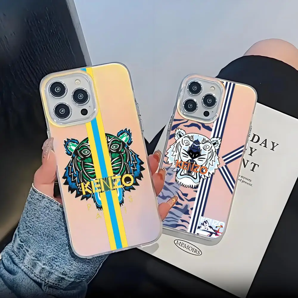 Capa de Telefone de Luxo com Design Fashion K-KENZOS, Capa de Telefone com Gradiente a Laser para iPhone 17 Pro Max 16 15 14 13 12 11 Pro Max 17Air