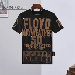 PLEIN SKULL Gothic Punk Short Sleeve Top Men's Trend High Street T-shirt Retro Summer Breathable Round Neck Unisex Sports Tee