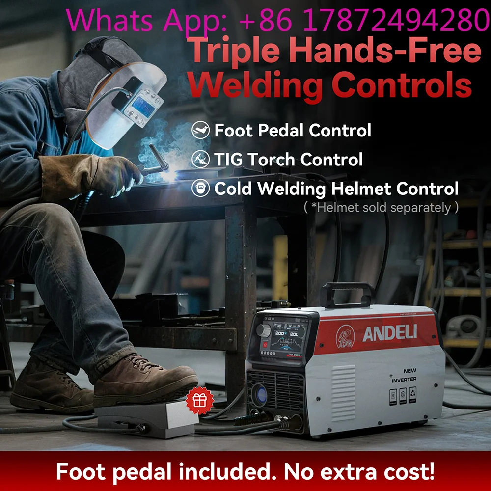TIG Welding Machine with Pulse 200A HF Inverter Stick Cold Spot Aluminum Welding Machine MultiProcess TIG Welder