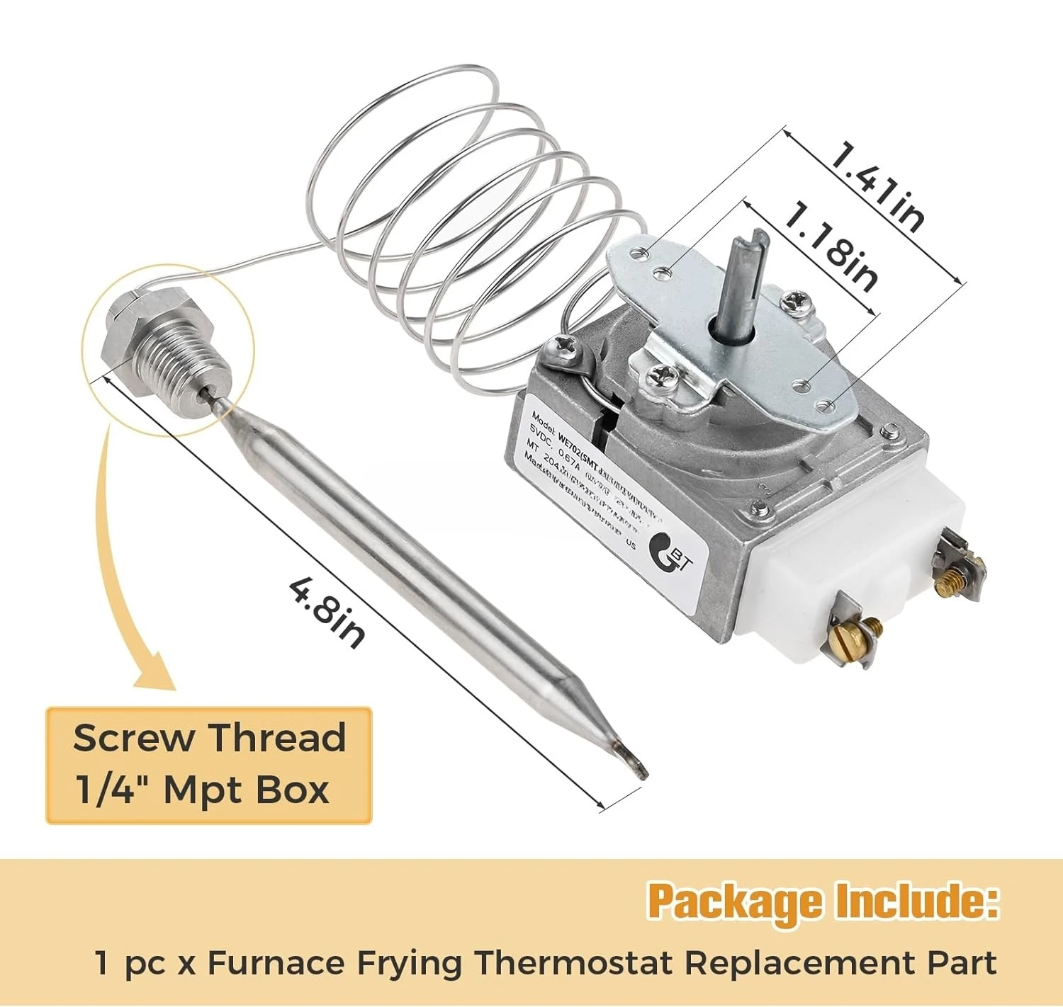 Thermostaat RX-1-36 Geschikt Voor Friteuse Thermostaat Regeling Voor Pitco 60124501 Imperial 1175 Robertshaw Royal Range 3113 1/4 "Mnpt