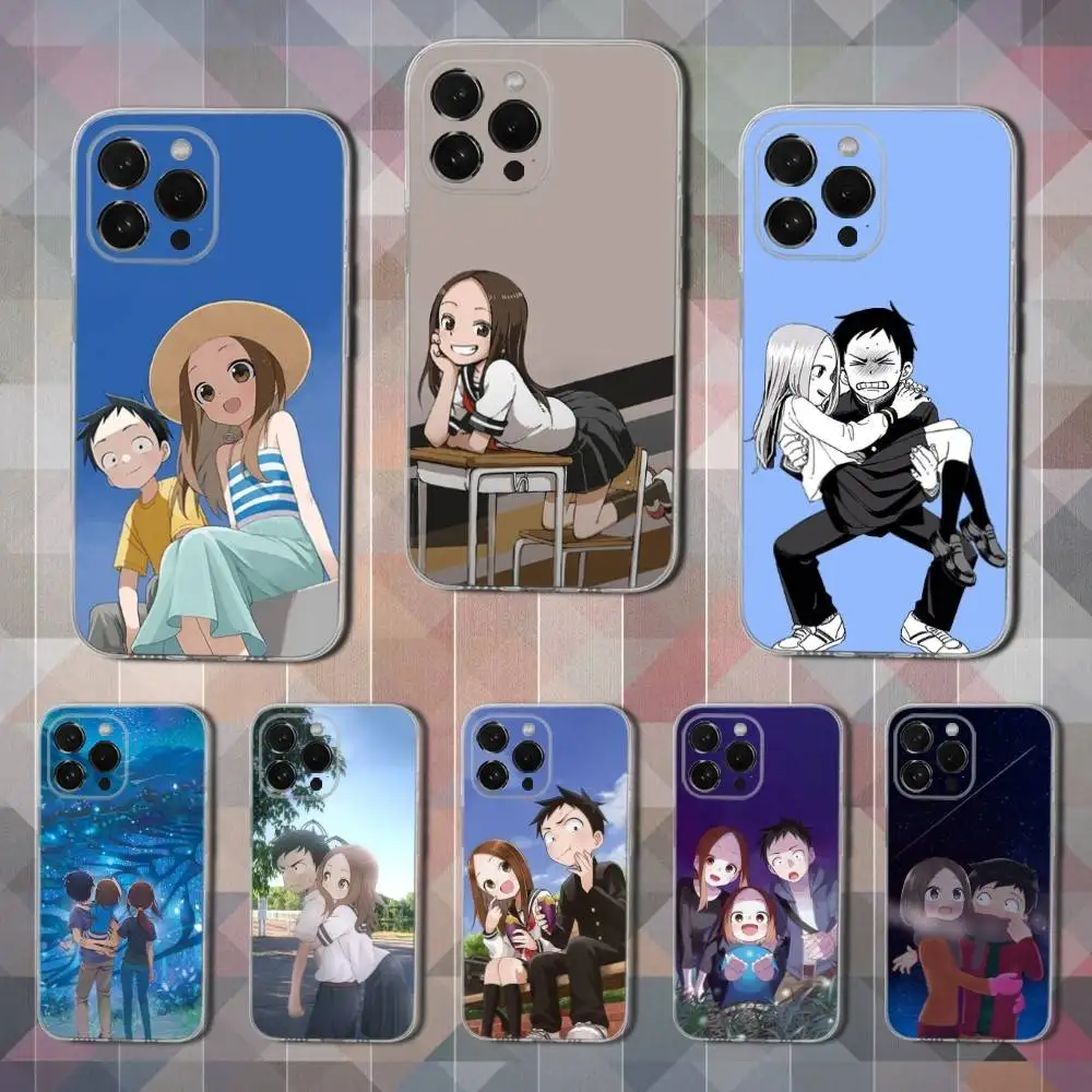 

Karakai Jozu NO Takagi SAN Phone Case For iPhone 16,15,14,13,12,11 Pro,Max,Plus,X,XS,XR,SE,Mini Transparent Soft Cover